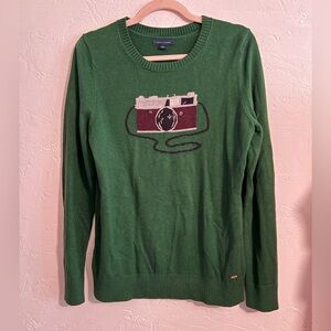 Tommy Hilfiger Green Camera Graphic Crewneck Sweater Large